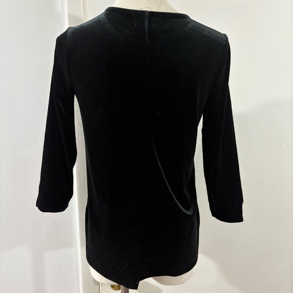 Charter Club Women's Sz PP Black Velvet 3/4 Sleeve Top Whimsigoth Fairy Witchy - Picture 4 of 9
